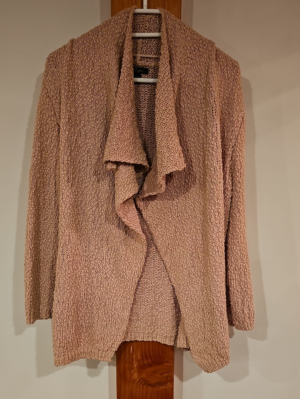 Cupio Open-Front Draped Cardigan in Dusty Rose